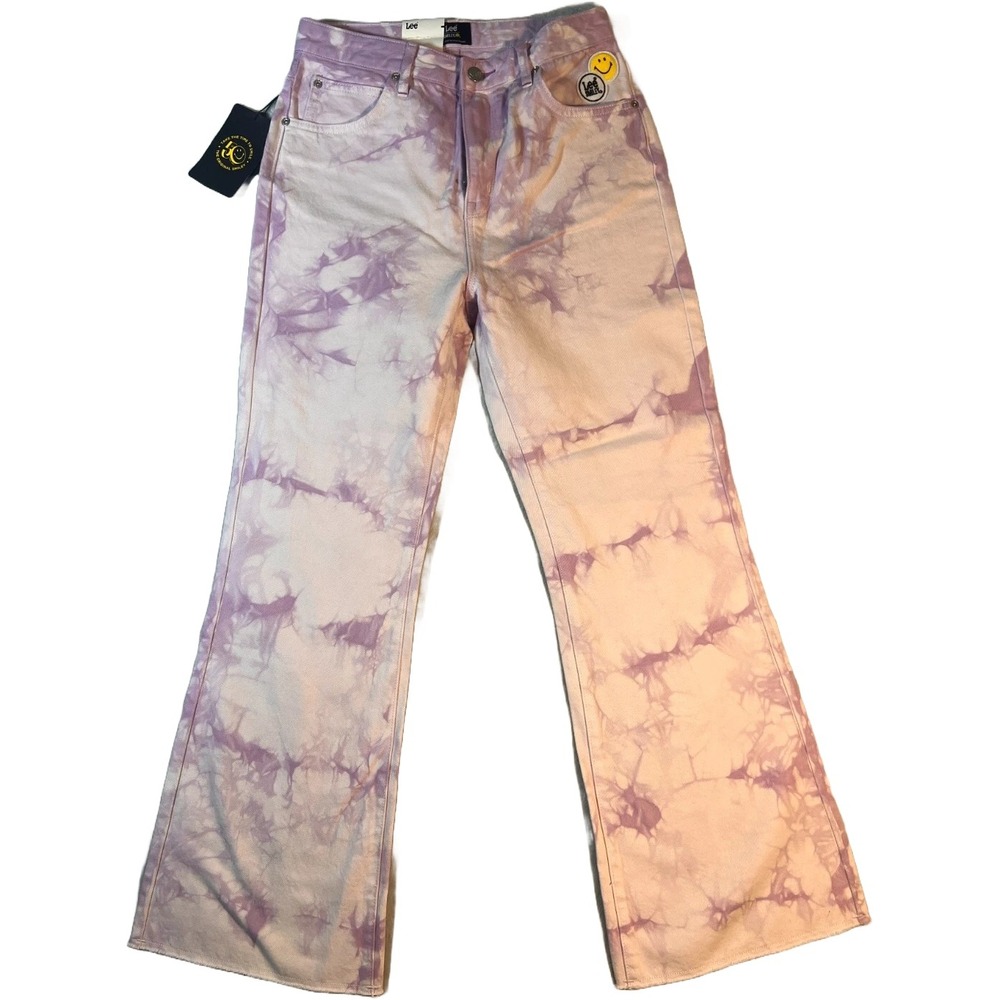 Lee x Smiley High Rise Regular Bootcut‎ Lavender Purple Tie Dye Jeans 26x28 NWT